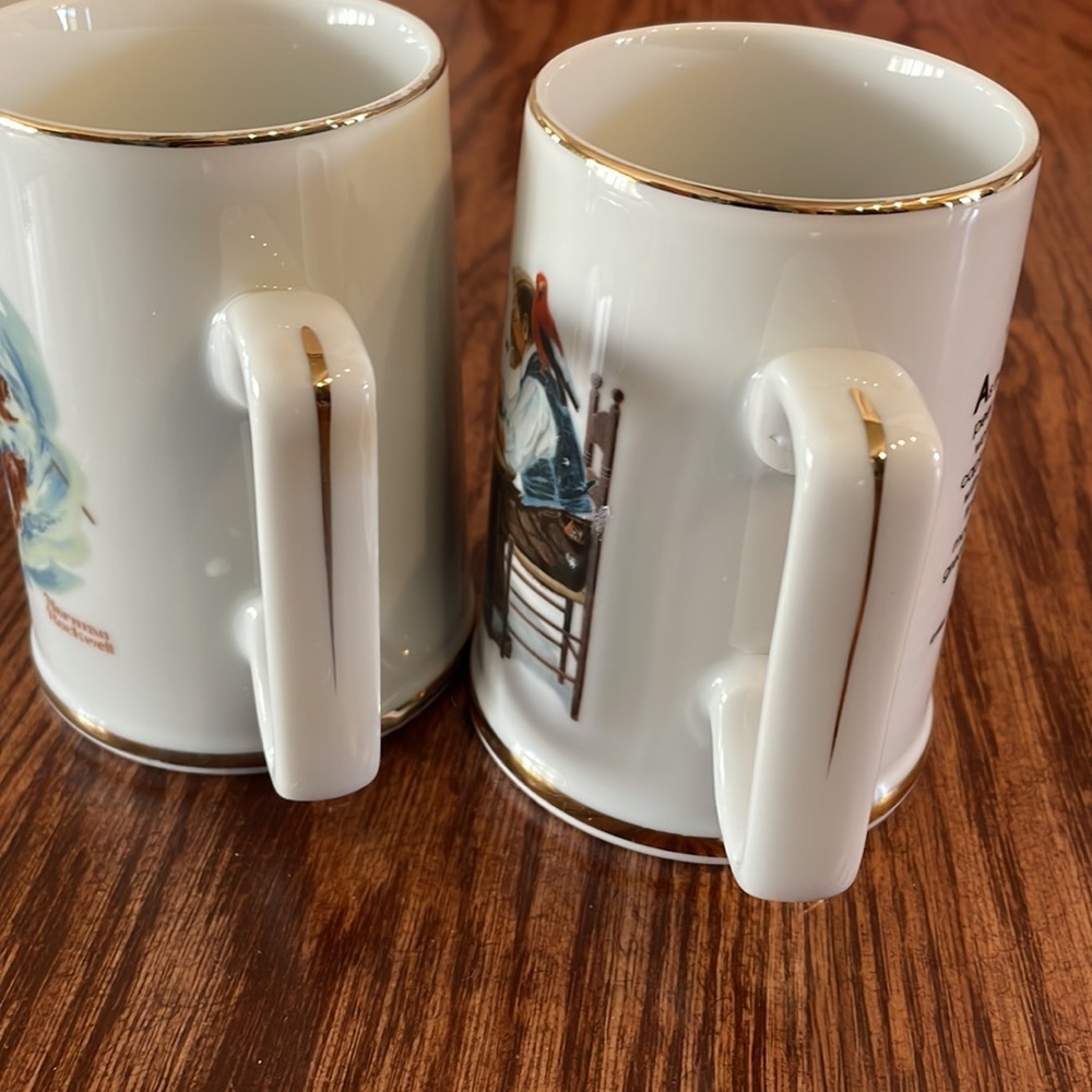 NORMAN ROCKWELL 2 (pair) Mugs. Braving the storm / For a good boy collectibles - Picture 7 of 11